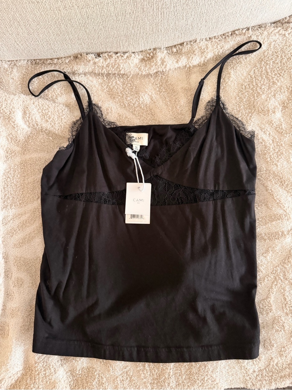 Cami NYC Black Lace-Trim Silk-Camisole